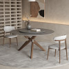 Solid wood round table slate dining table round with turntable modern simple wabi-sabi M style ash wood walnut color branch dining table