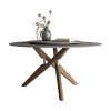 Solid wood round table slate dining table round with turntable modern simple wabi-sabi M style ash wood walnut color branch dining table