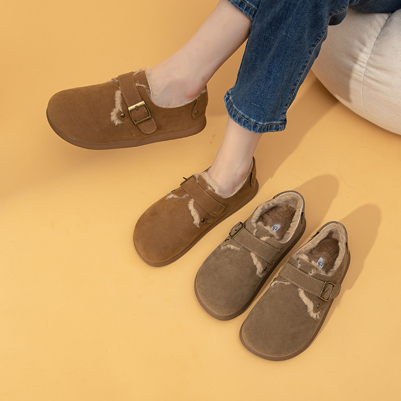 拉夏贝尔勃肯鞋女加绒冬季2026新款网红爆款保暖魔术贴博肯棉鞋子,淘宝优惠券,粉丝福利购,淘宝优惠卷