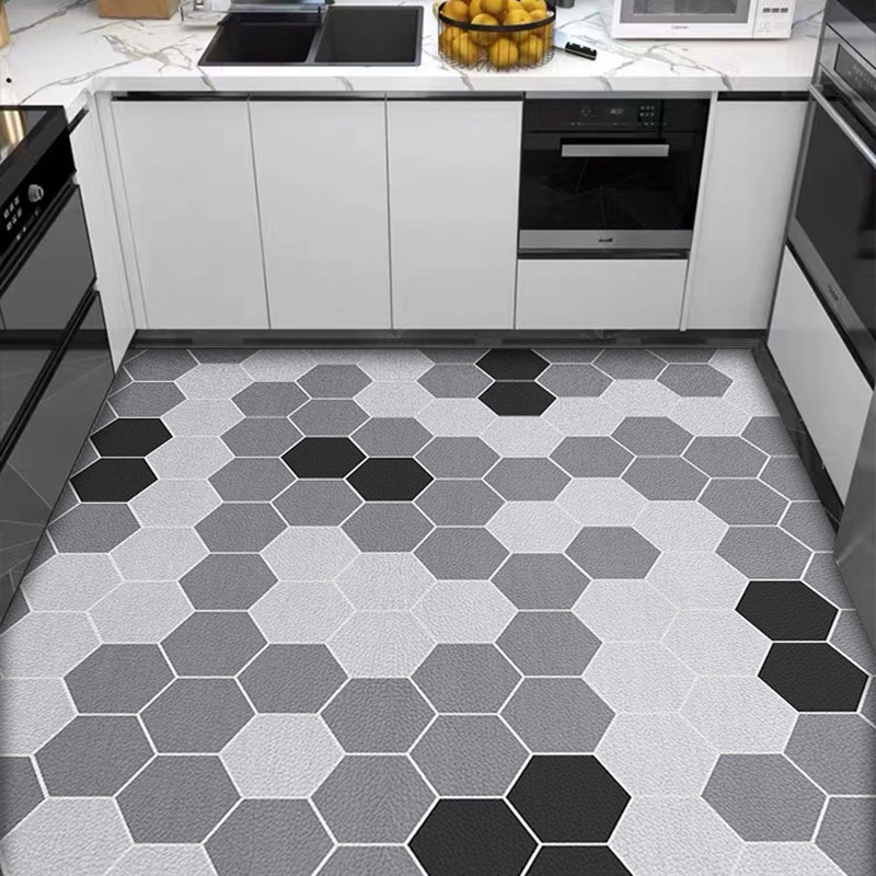 Kitchen floor mats are oil-proof, non-slip and waterproof, large-area entry door mats, pvc leather, no-wash floor mats, wipeable carpets