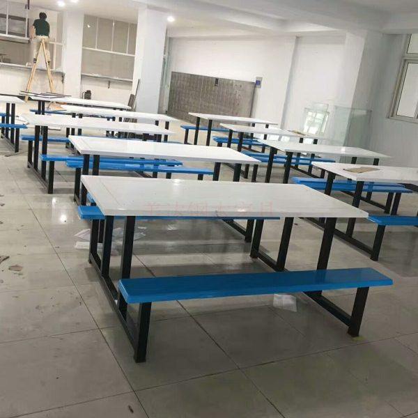 食堂新款连体椅学校学生员工不锈钢4人6人8人位小吃店快餐桌金属,淘宝优惠券,粉丝福利购,淘宝优惠卷