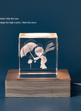 “因为你是我的玫瑰，所以我只为你撑伞”治愈系浪漫水晶小摆件
