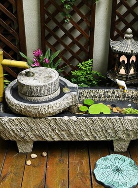 水系景观循环流水阳台庭院布置户外鱼池造景摆件小院仿石槽鱼缸