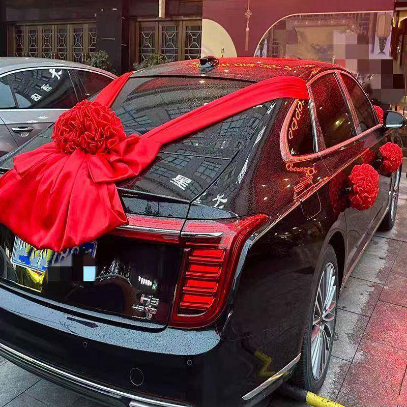 复古婚主婚车花头车布置红F99S9SS6迎绣球亲车队结装扮大红球红绸 - 图0