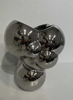 现简约电镀花插花花器摆件样板间酒店客厅件餐桌玄关装饰品