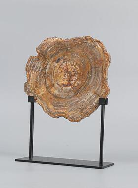 新YH049创意木化石装饰原摆件样板房售楼处客厅玄关博古架中软装