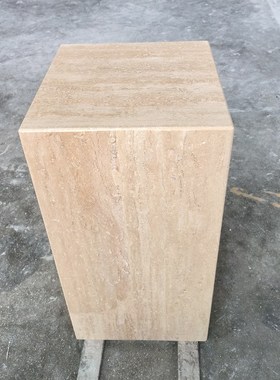 天然米洞石大理石摆件底座中式别墅装饰养生馆玄关大理石柱雕塑台