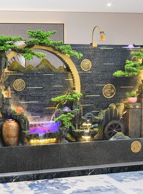 客厅水幕墙流水屏风隔断庭院造景假山流水喷泉循环水工位装饰摆件