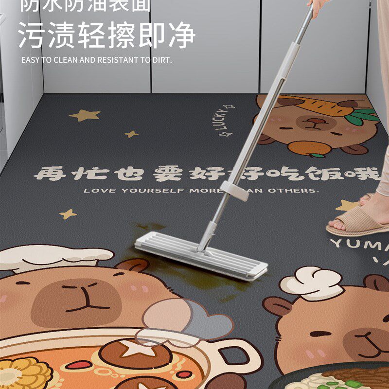 Kitchen floor mat 2025 new high m grade Pvc waterproof carpet anti-slip, oil-proof, wipeable and washable special floor