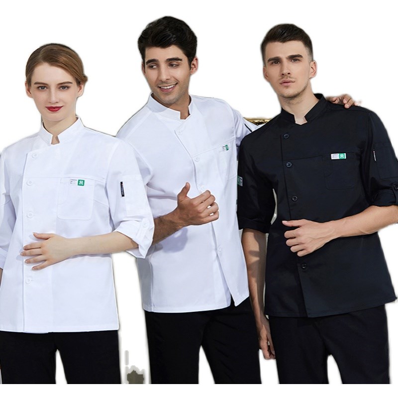 酒店厨师工作服男长袖秋冬装面点烘焙后厨房厨师服七分袖半袖 - 图0