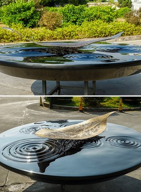 酒店大堂大型落地摆件水波纹玻璃钢雕塑售楼处大厅艺术装置装饰品