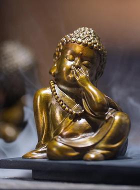 铜四不小和尚中式桌面铜摆件精品家居饰品茶道茶宠小沙弥