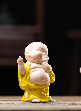 新中式禅意陶瓷招财弥勒笑佛创意玄关客厅家居装饰品摆件