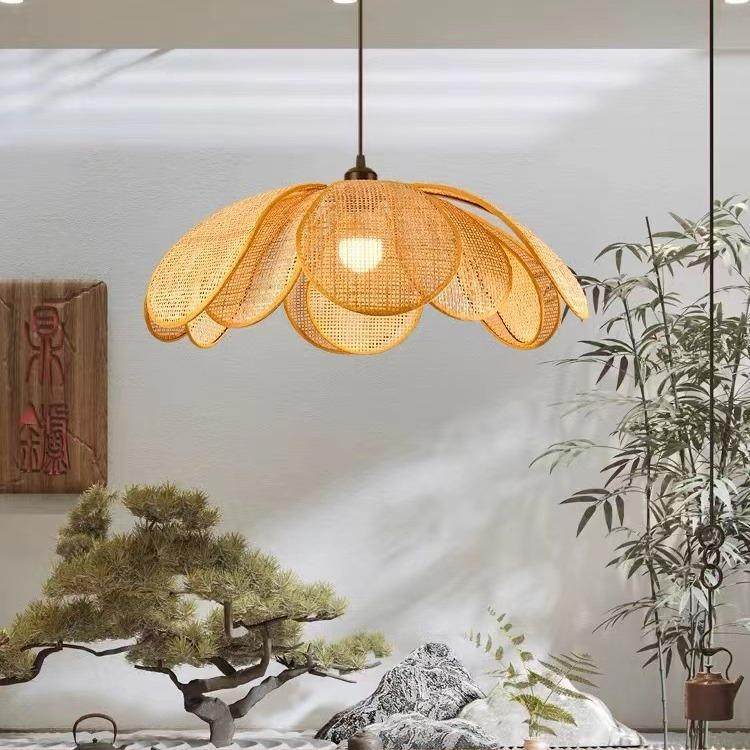 餐厅灯日式厅编织民宿房间卧室客灯编花瓣590藤创意个吊性原木风,淘宝优惠券,粉丝福利购,淘宝优惠卷