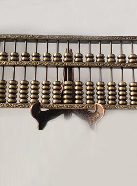 铜算盘中摆式件十三轴大号四方回纹实型用算盘摆件婚庆收礼金无道