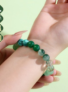 缺木补木水晶手链多宝手串绿幽灵平衡五行喜用木装饰品男女款礼物
