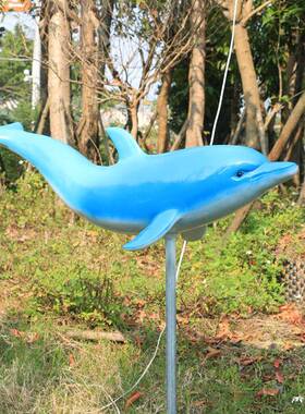 真海豚摆件装户外仿玻璃钢海洋雕塑花园园房产林景DGR观饰小品美