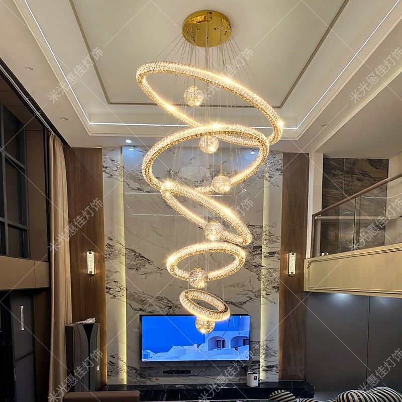别墅客厅挑空大吊灯豪华大气挑高复式楼中空楼中楼主灯高级感水晶,淘宝优惠券,粉丝福利购,淘宝优惠卷