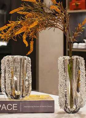 现简约水晶花创意客厅玄关餐桌轻奢级感家居插花装饰品摆件