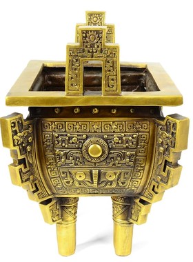 纯铜鼎摆件招财聚财鼎四方鼎盛千秋镇宅家用装饰品办公室商务礼品