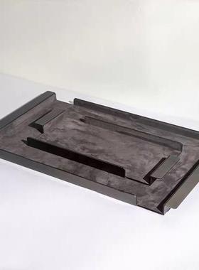 简约现代轻奢皮质金属长方形几何托盘样板房餐厅收纳盘装饰盘摆件