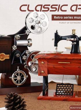 生日礼物覆古留声机音乐盒摆件酒吧玄关桌面创意家居装饰八音盒