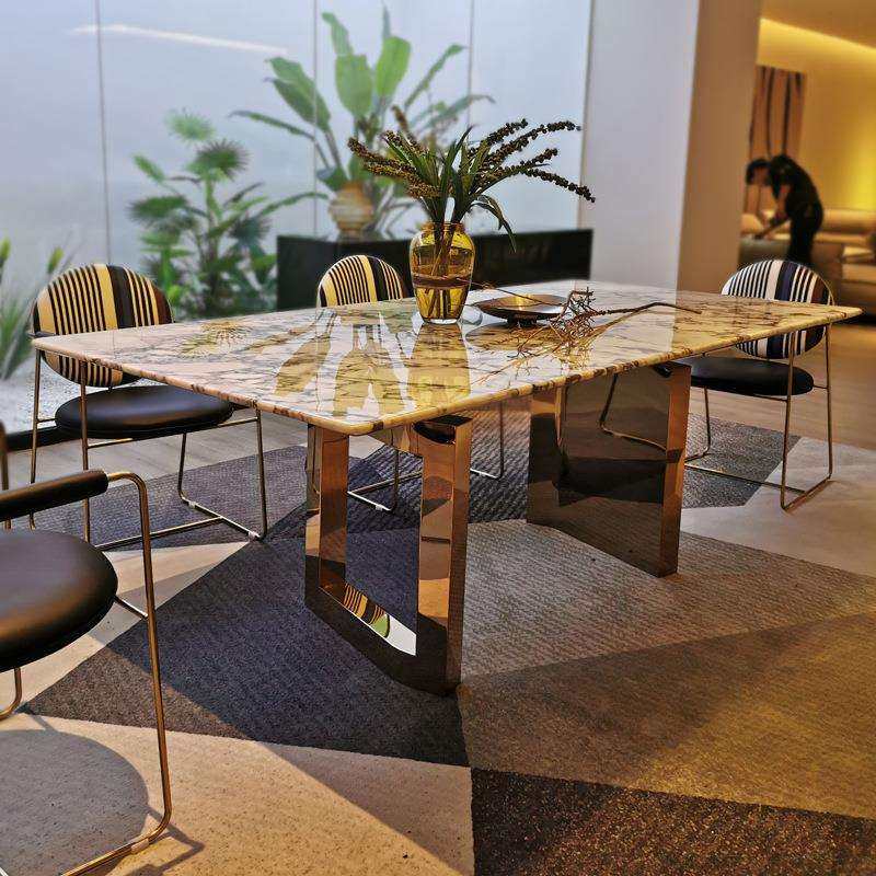 意大利海洋风暴天然大理石餐桌别墅大平层意式极简大饭桌长方形,淘宝优惠券,粉丝福利购,淘宝优惠卷