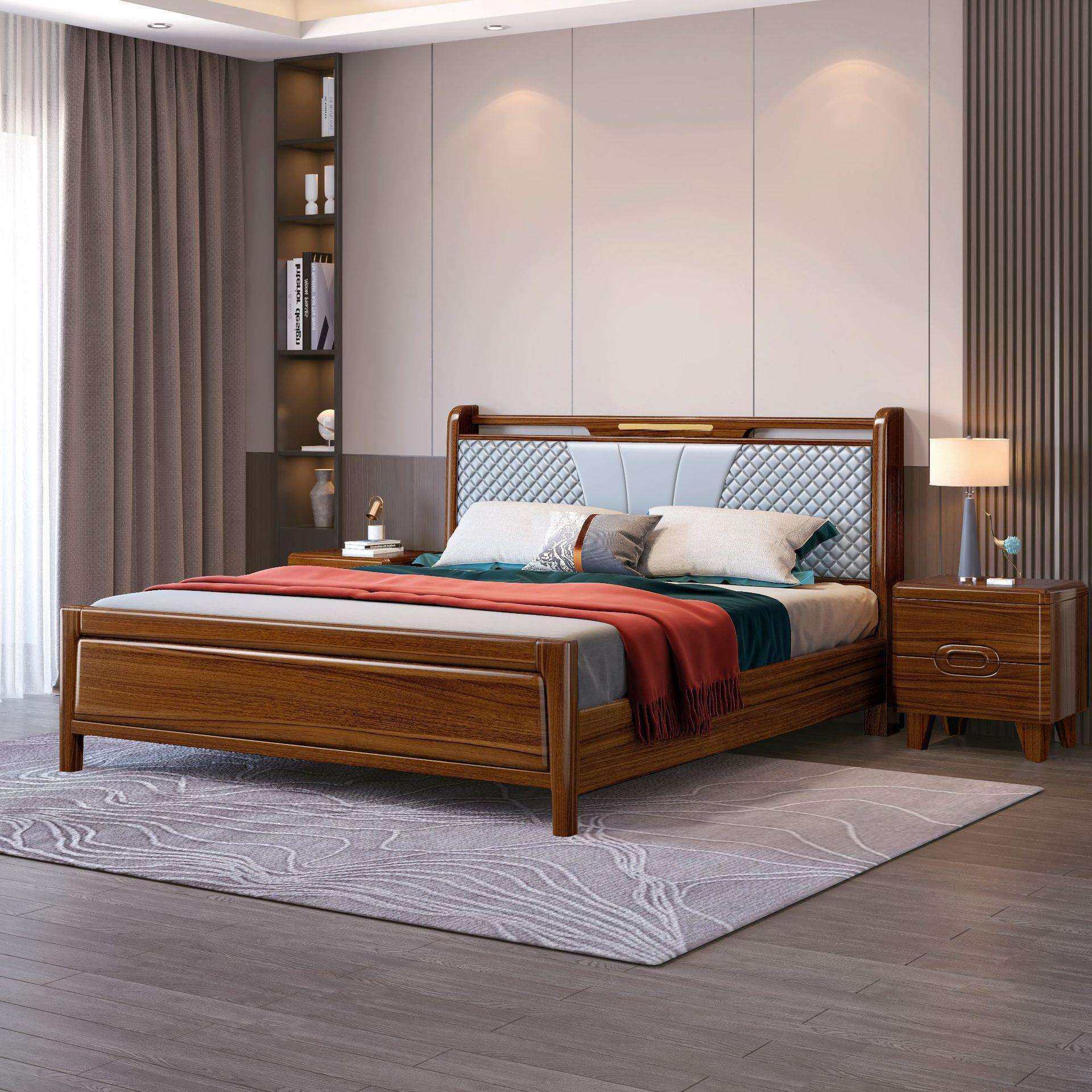 新中式乌金木实木床1.8米1.5主卧双人床高档婚床轻奢高箱储物大床,淘宝优惠券,粉丝福利购,淘宝优惠卷