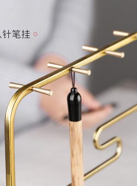 笔架毛笔挂八针 新中式创意书法用品摆件 文房笔挂毛笔架展示架子