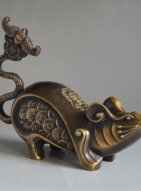 全铜招财十二生肖老鼠摆件办公桌家居客厅博物架装饰吉祥工艺品