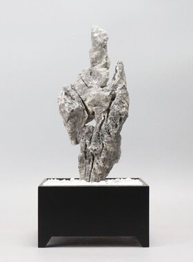 现代新中式创意铁艺孤峰石头禅意摆件客厅书房电视柜玄关软装饰品