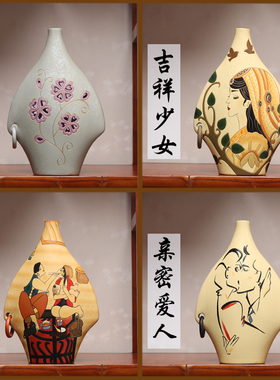 东南亚飞燕云南丽江手工装饰品陶瓷隔层博古架悬玄关酒柜橱柜摆件