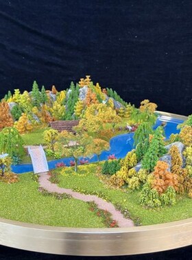 精品高定酒店餐桌餐饮圆桌会议桌中K心摆件摆饰装饰景观沙盘