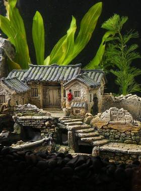 房饰中鱼缸造景小子摆件全套创意AL811873水族箱躲避屋微景观装式
