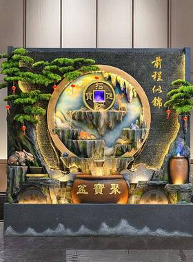 假山风喷墙泉水幕流水屏GAY客厅景观院装饰品墙办公室鱼庭池招财
