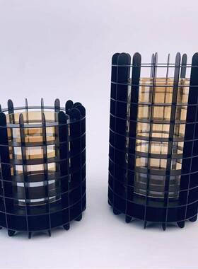 现代简约几何艺网格花镂空金属191瓶花样术板间客厅插器软装饰品