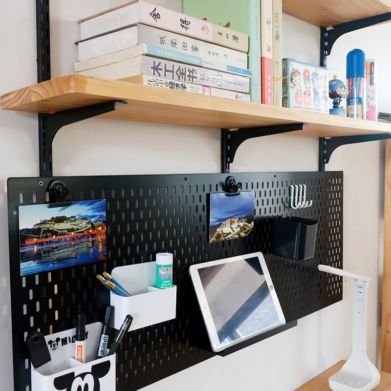 Perforated board bookshelf wall shelf solid wood partition multi-layer bookshelf wall hanging bookcase desk wall decorative shelf