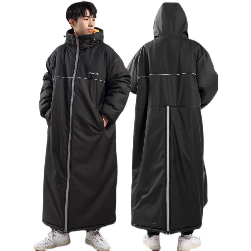 挡风衣冬季加绒加厚电动车挡风被雨衣一体骑车保暖神器护膝防寒衣 - 图1