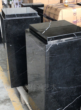 双层天然黑白根大理石底座 艺术品饰品雕塑摆件摆放基座摆台展台