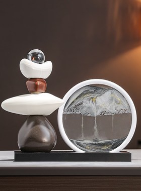 时来运转流沙画摆件客厅电视柜y酒柜玄关轻奢高档办公室好运装饰