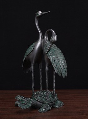 铜龟鹤摆件铜仙鹤龟鹤延年双鹤老人祝寿送长辈生日乔迁礼物礼品