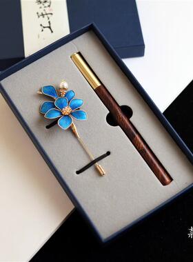 苏州非遗手工绒花k胸针送老师笔下生花  特色手工艺出国纪念品礼