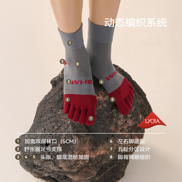 WHE merino wool socks five toe toe anti-odor breathable sports ຖົງຕີນກິລາກາງ-calf ບາງໆສໍາລັບຜູ້ຊາຍແລະແມ່ຍິງ