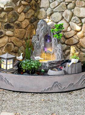 大型假山流水喷泉阳台花园庭院生态鱼池室外落地景观Y摆件露台布