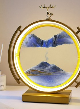 流沙画沙漏摆件立体办公室酒柜装饰品电视柜家居R饰品客厅轻奢高