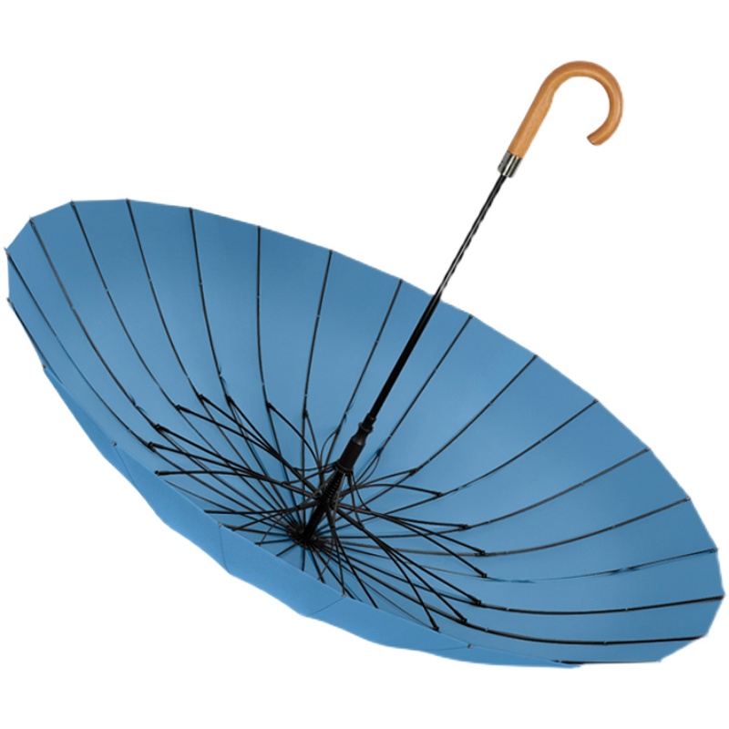 24骨木柄加大自动l长柄直杆男防水专用弯钩雨伞女简约高级加固结 - 图3