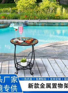 欧内式创意小蝴置蝶圆形物架铁1艺花架室外阳台花园花盆架小桌鸟