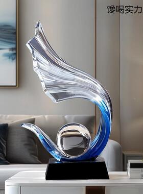 厅档次公酒柜前铃实力高档装饰品大气高端软办室摆件上轻奢起家居
