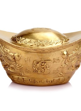 金元宝摆件纯铜聚宝盆开口有盖空心存钱罐家居客厅店W铺摆设装饰