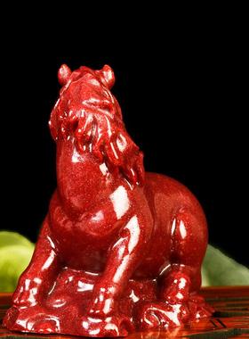 湘西朱砂石马发财客办公室摆上件厅马天然1219545高含量紫金砂饰